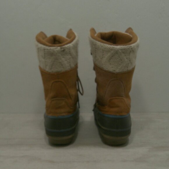 Khombu Cozy Top Sweater Knit Lined Tan Suede Waterproof Winter Snow Boots Size 7 - Picture 10 of 15
